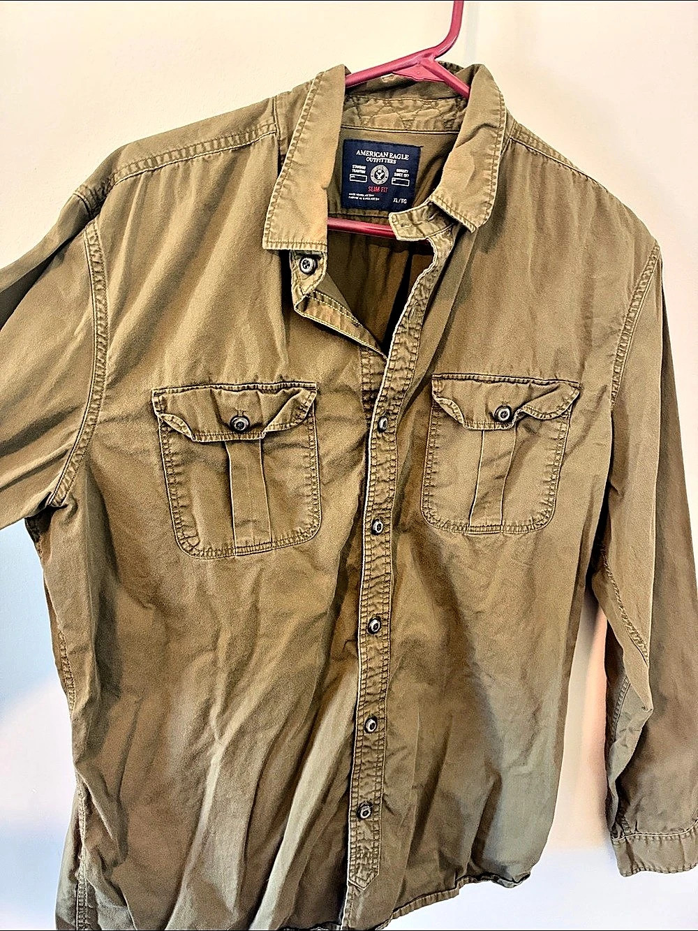 American Eagle Outfitters Men's Cotton Shirt in Green Size XL